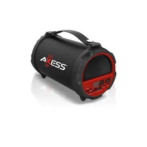 AXESS Bluetooth In-Outdoor 2.1 Hi-Fi Cylinder Loud Speaker Built-In 4" Sub Red