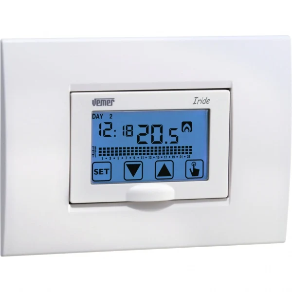 Cronotermostato Touch da Incasso Vemer Iride Bianco/Antracite – VE456000