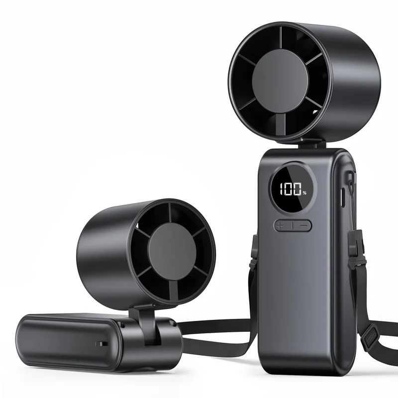 Ventilatore Portatile, Mini Ventilatore Portatile con Batteria 4000 mAh, 5 Velocità Regolabile, Pieghevole e USB-C Ricaricabile, Ventola Tascabile con LED Display Adatto Desktop/Ufficio/Viagg- Nero