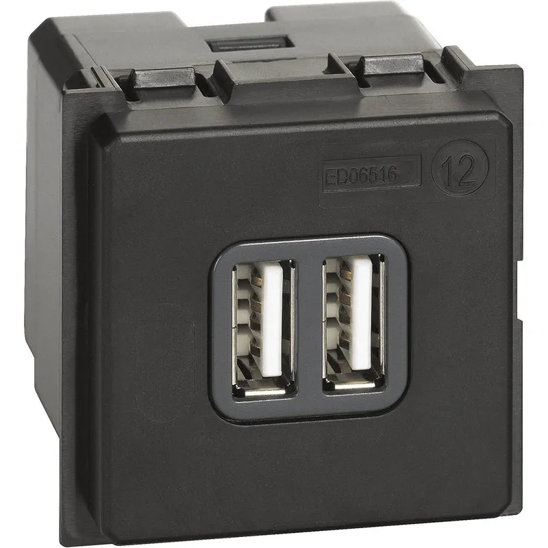 Caricatore USB Tipo A Bticino Living Now per Due Dispositivi 2 Moduli – K4285C2