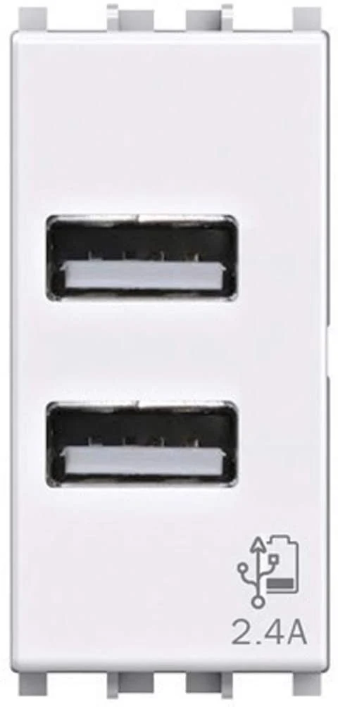 Presa USB 4Box per Vimar Plana Bianco 5V 2 Uscite – 4B.V14.USB.24