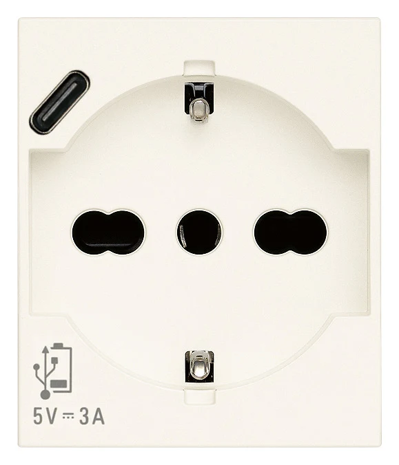 Presa Universale P40 + USB C Vimar Linea 2P+T 16A 2 Moduli