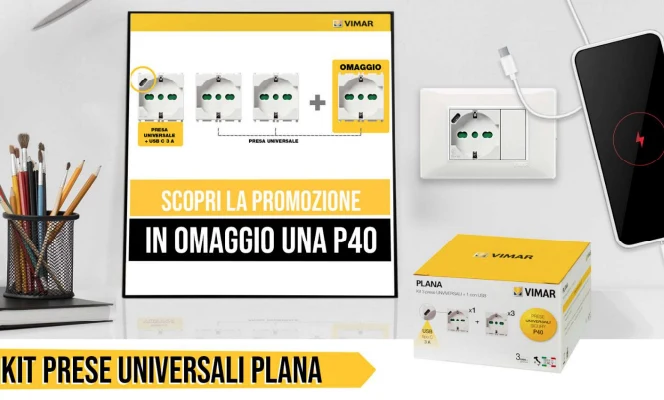 Kit 3 Prese Universali P40 e 1 Presa USB-C Vimar 0K14210