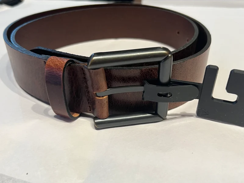 CUSTOM LEATHER FLAT CASUAL DARK TAN BELT