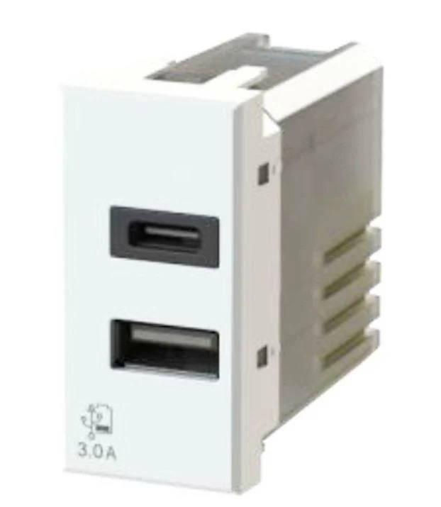 Presa USB 4Box con Connettori Type-C e Type-A 3A per BTicino Axolute – 4B.HD.USB.30