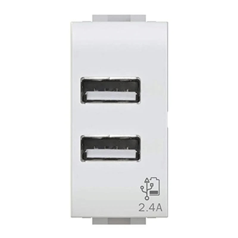 Presa Doppia USB 4Box 2,4A per BTicino Axolute Bianca – 4B.HD.USB.24