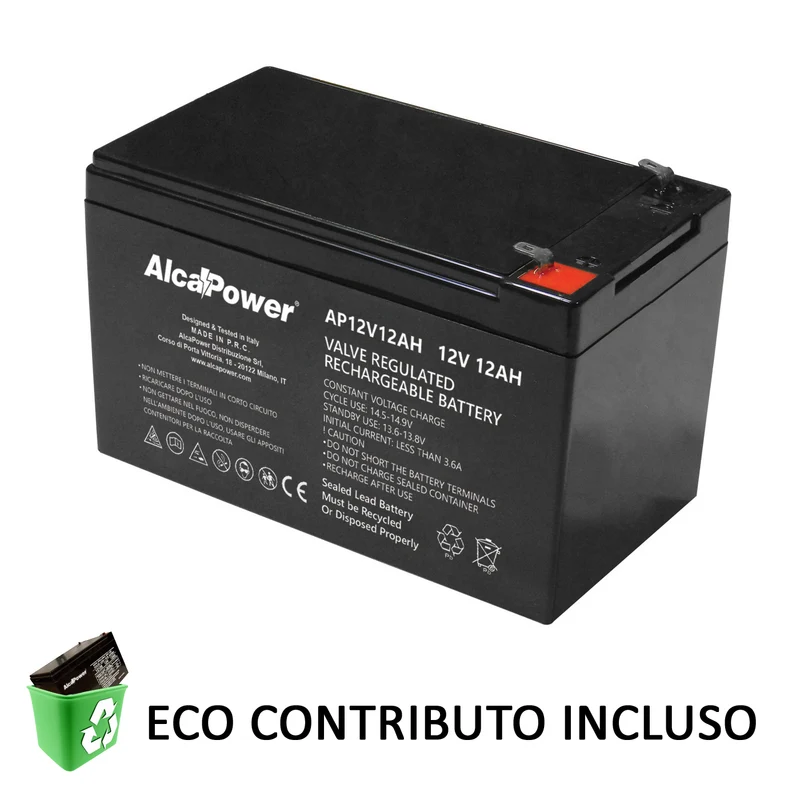Batteria al Piombo Ricaricabile Ermetica Alcapower 12V 12Ah – 204038