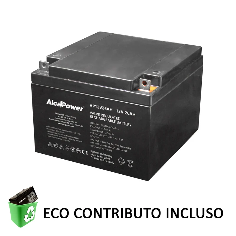 Batteria al Piombo Ricaricabile Ermetica Alcapower 12V 26Ah – 204046