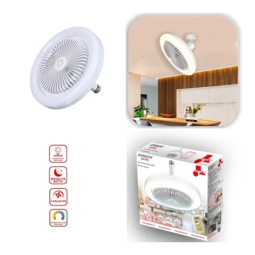 Ventilatore da Soffitto Johnson Astro 7 Pale Ø26cm E27 30W con Telecomando