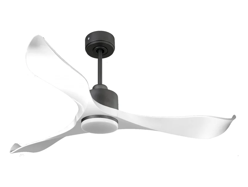 Ventilatore da soffitto Reversibile Termostato Dimmabile Wifi Motore CC Tetti inclinati Telecomando Luce a tre toni Adattatore 2/3 lame Hypersilence Memoria