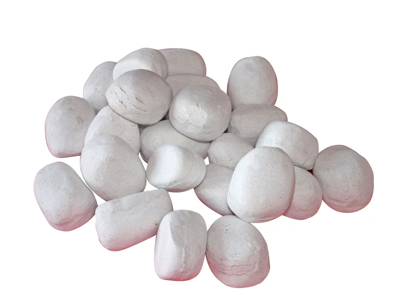 Pietre decorative bianche in fibra ceramica per camino. Confezione da 24 pz