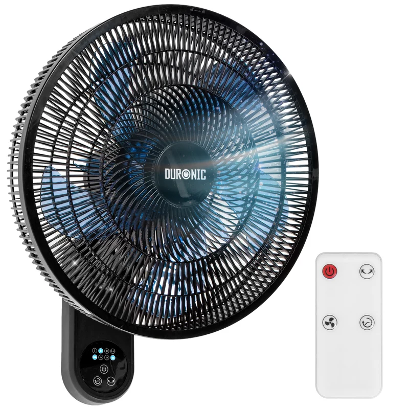 Duronic FN42 BK Ventilatore da Parete 50W 16 Duronic FN42 BK Ventilatore da Parete 50W 16 Pollici con 3 Velocità | Ventilatore Muro Oscillazione, Timer fino a 7,5 Ore, Telecomando, 10 Pale Silenziose Ventola per Casa, Camera e Soggiornocon 3 Velocità