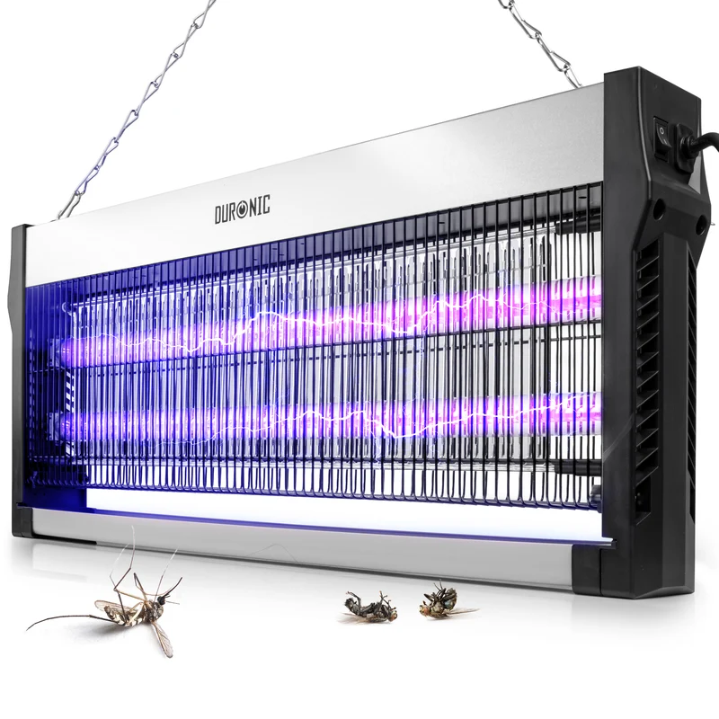 Duronic FK2X10 Lampada Antizanzare Elettrica UV-A 16W Zanzariera Elettrica | Doppia Lunghezza d'Onda UV Ammazza Mosche Elettrico da Interno con Vaschetta Estraibile e Catena per Casa, Cucina e Ufficio
