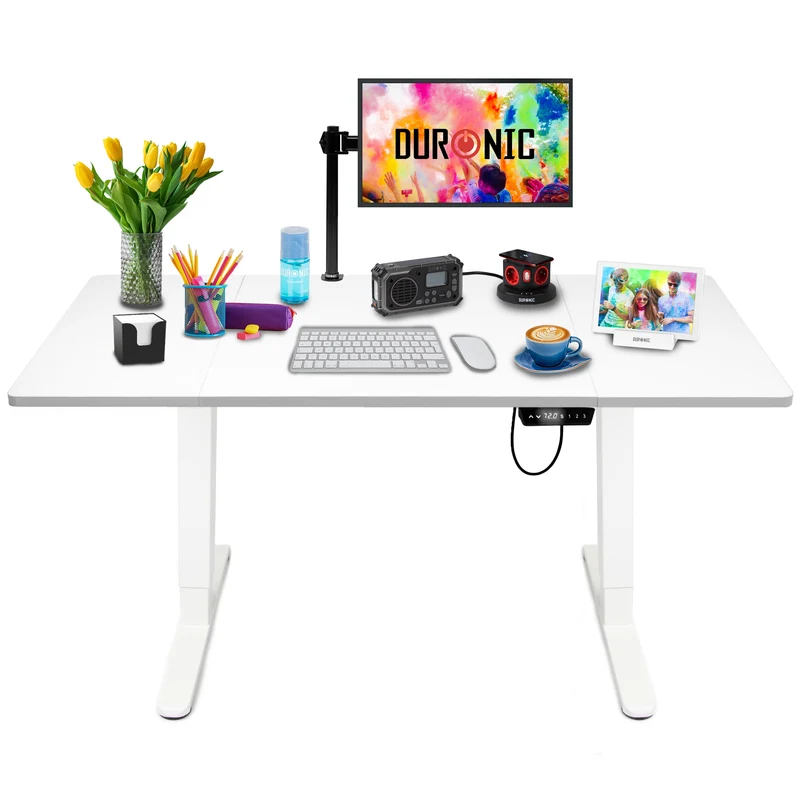 Duronic CD160 WE Scrivania Elettrica Regolabile in Altezza 160x60 cm Bianco, Desk Motorizzato 72-118 cm, 3 Memorie, USB USB-C, Carico 70 kg, Postazione Ergonomica Ufficio Casa Smart Working