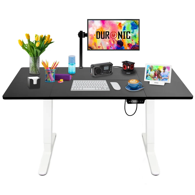 Duronic CD160 WK Scrivania Elettrica Regolabile in Altezza 160x60 cm Bianco, Desk Motorizzato 72-118 cm, 3 Memorie, USB USB-C, Carico 70 kg, Postazione Ergonomica Ufficio Casa Smart Working