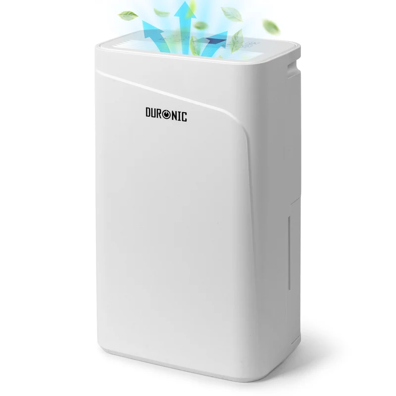 Duronic DH121 Deumidificatore 12L al Giorno 300W per Casa, 36dB, Bianco Deumidificatore silenzioso per bagno, camera da letto e lavanderia, con Timer 24h, serbatoio 2,1L scarico continuo e gas R290