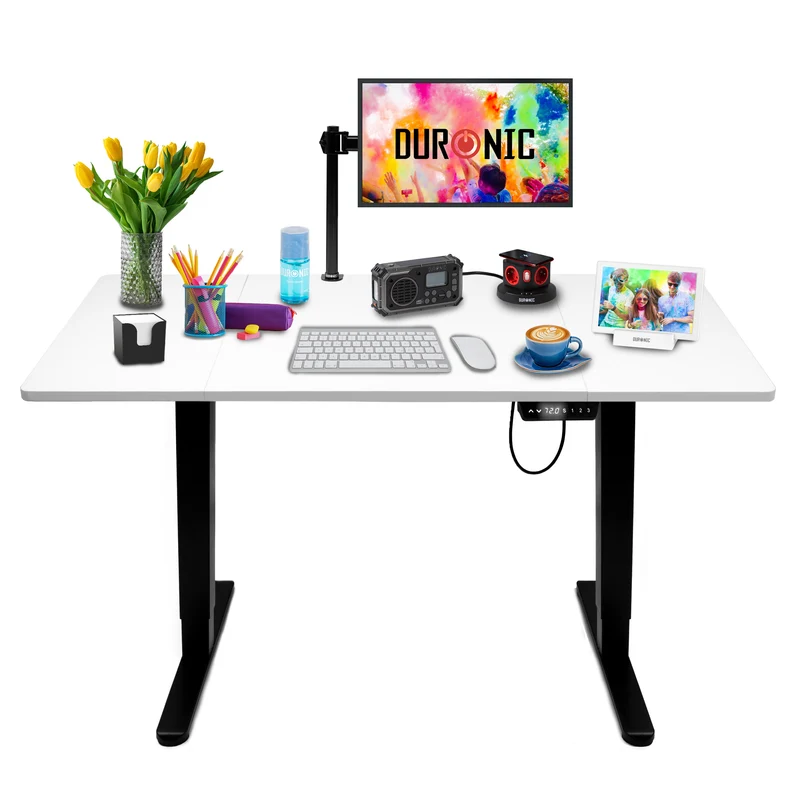 Duronic CD140 BW Scrivania Elettrica Regolabile in Altezza 140x60 cm, Desk Sit Stand Motorizzato 72-118 cm con Memorie USB USB-C, Carico 70 kg, Postazione Ergonomica Ufficio Casa Smart Working (Copy)