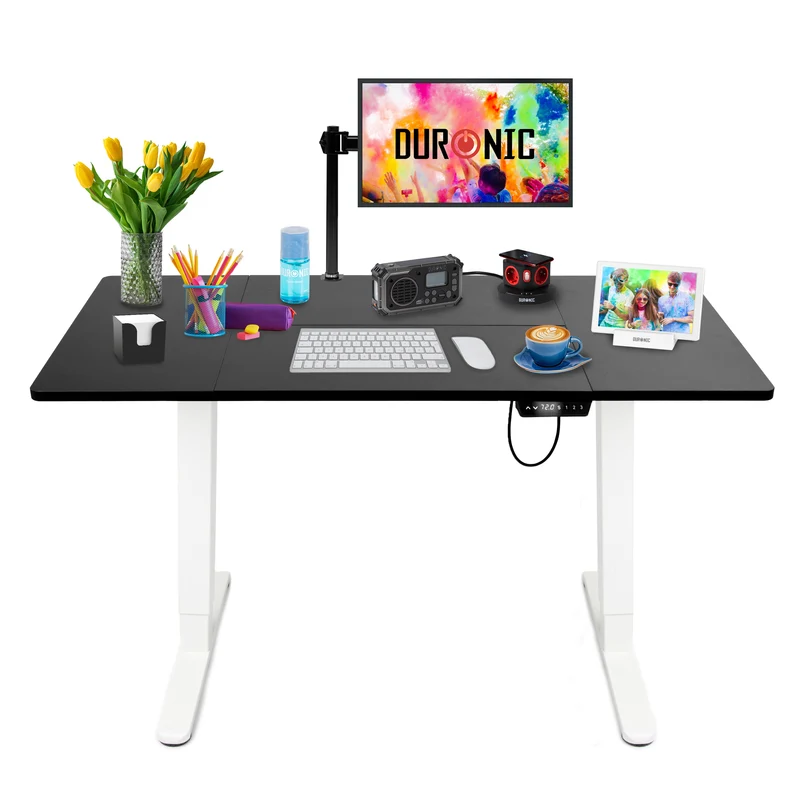 Duronic CD140 WK Scrivania Elettrica Regolabile in Altezza 140x60 cm, Desk Sit Stand Motorizzato 72-118 cm con Memorie USB USB-C, Carico 70 kg, Postazione Ergonomica Ufficio Casa Smart Working