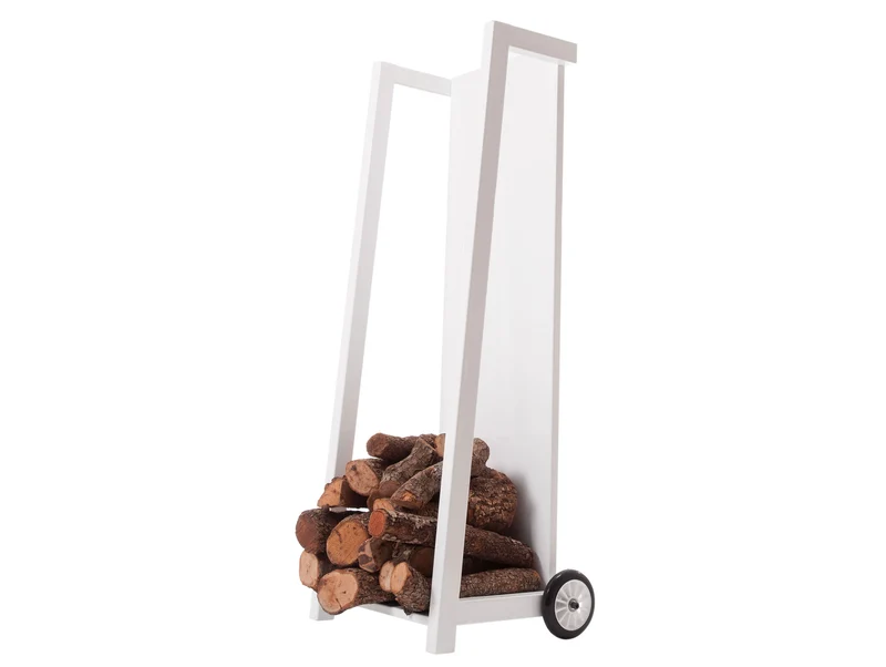 Carrello Portalegna Acciaio Bianco