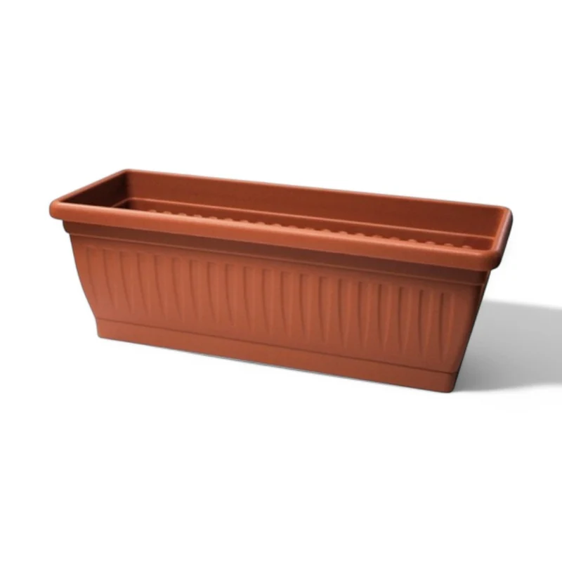 Cassetta vaso fioriera da balcone in polipropilene con sottovaso e riserva idrica ideale per piante e fiori