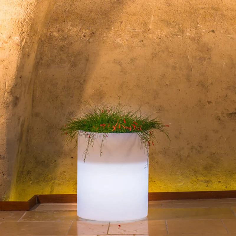 Vaso luminoso da giardino bianco con luce led 20w a risparmio energetico