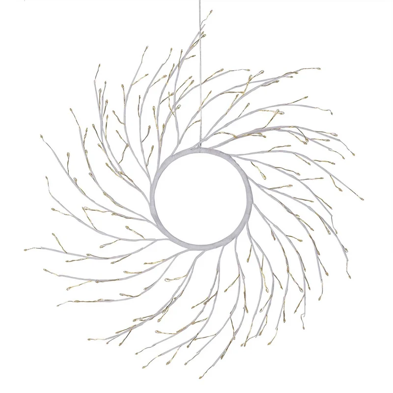Corona natalizia in tiglio bianco 45 cm 160 MicroLED