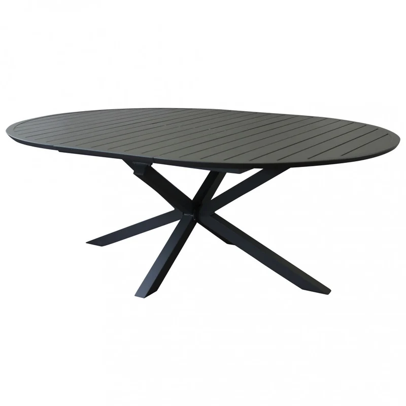 Tavolo in alluminio rotondo allungabile antracite con diametro 150x150xH75 cm Camet