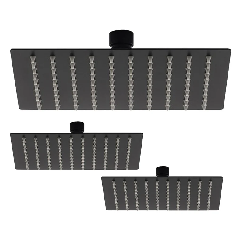 Soffione Doccia Inox Quadro Nero 250 X 250 Mm