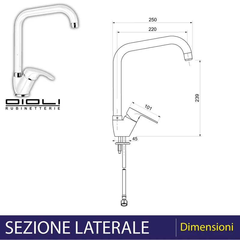 Miscelatore Lavello Glory Canna Alta Oro