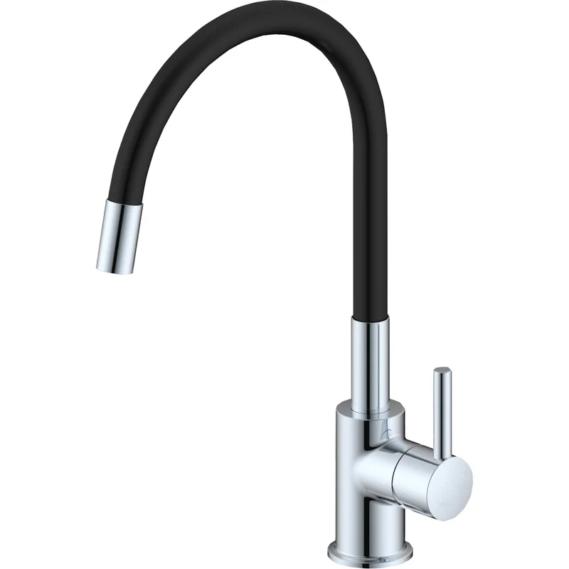 Miscelatore Lavello A Canna In Gomma Flessibile "Snake" Nero -