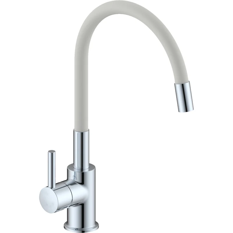 Miscelatore Lavello A Canna In Gomma Flessibile "Snake" Bianco -