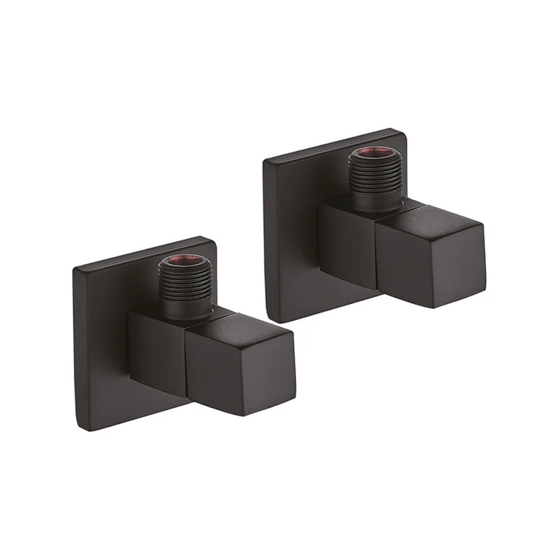 Coppia Rubinetti Sottolavabo Quadro Nero 1/2" X 3/8"