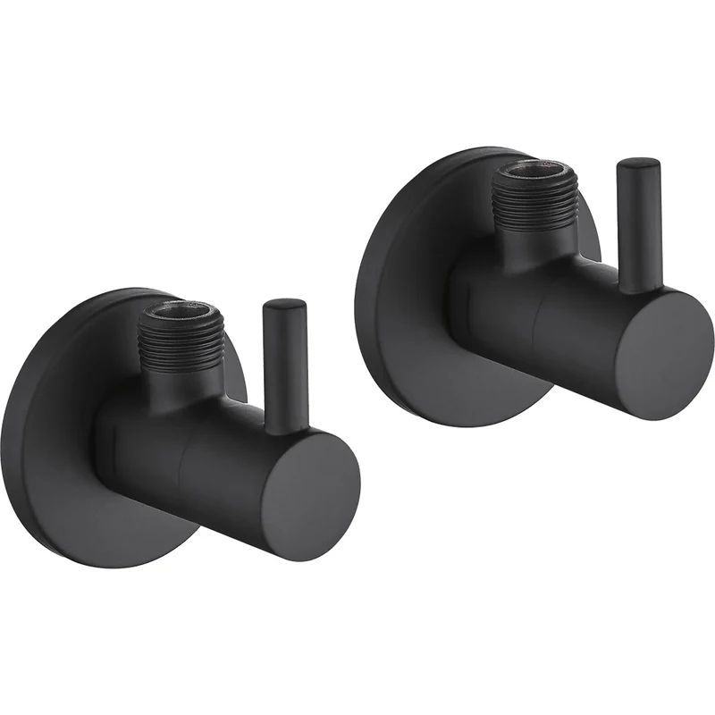 Coppia Rubinetti Sottolavabo Lusso Tondo Nero Opaco 1/2" X 3/8"