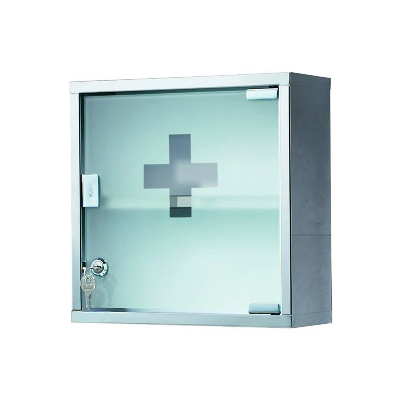 Armadietto Farmacia Con Serratura Joker Acciaio Inox/Vetro