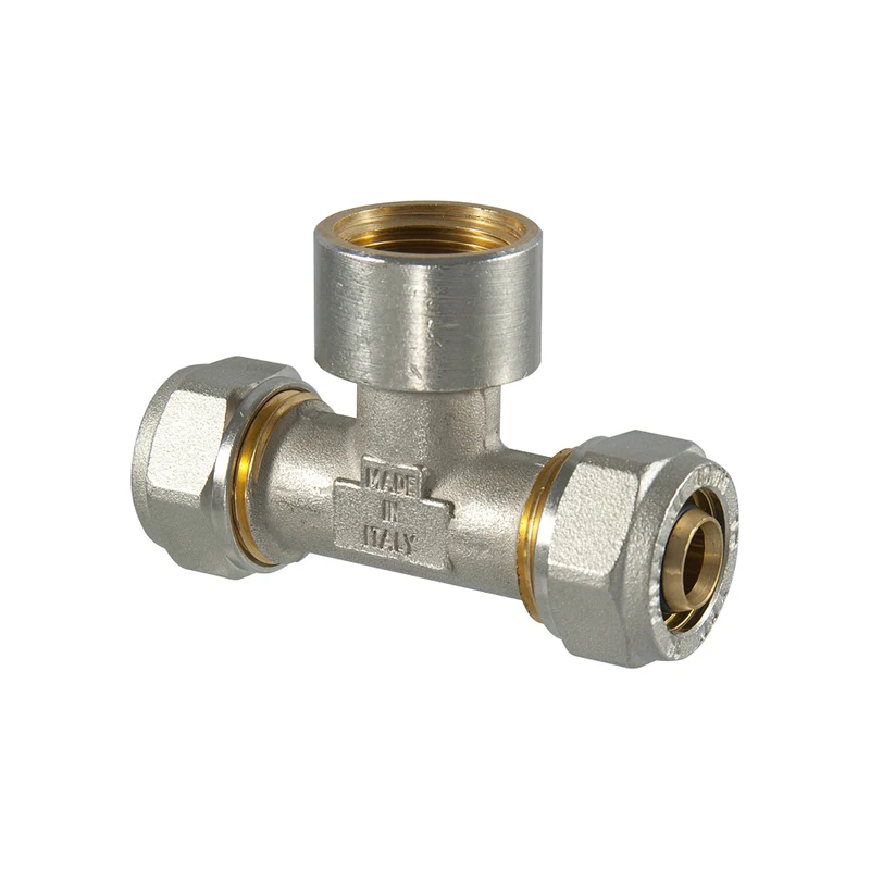 Tee Femmina A Compressione Per Tubo Multistrato Tdm Ø32 X 1" X Ø32 (3,0) Mm