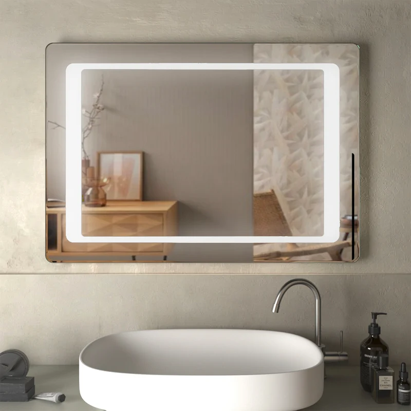 Specchio Filo Lucido Con Fascia Interna Satinata Retroilluminata 60 X 80 Cm