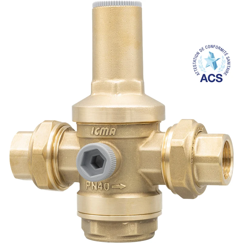Riduttore Di Pressione Acqua A Pistone Con Attacchi Bocchettone Ff 1/2"