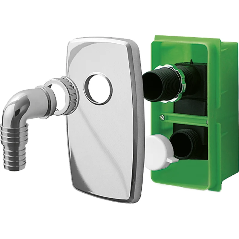 Sifone Compact Ad Incasso Per Lavatrice O Lavastoglie Con Box Placca Bianca
