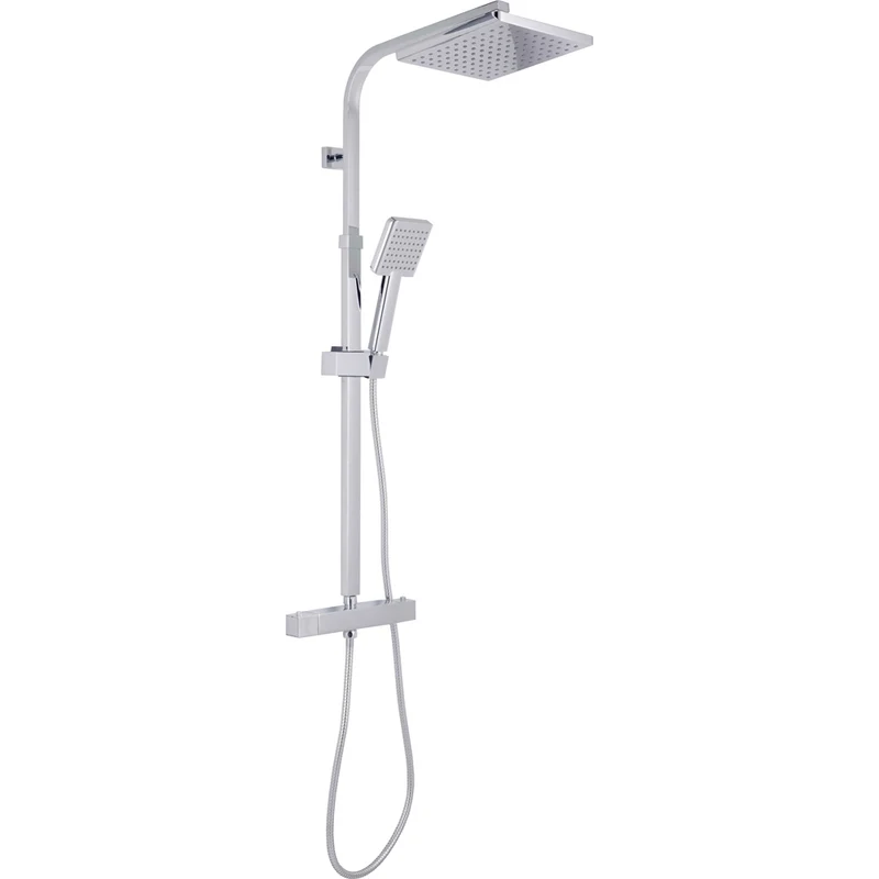Set Colonna Doccia Square Quadra Con Miscelatore Termostatico Cromata 1 Getto