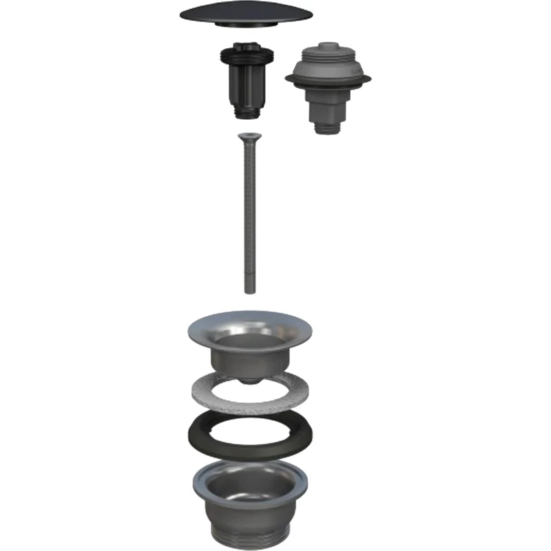 Piletta A Scatto Per Lavabo E Bidet In Acciaio Inox "Manitapi" Nero Tappo Ø 63 In Ceramica Nera