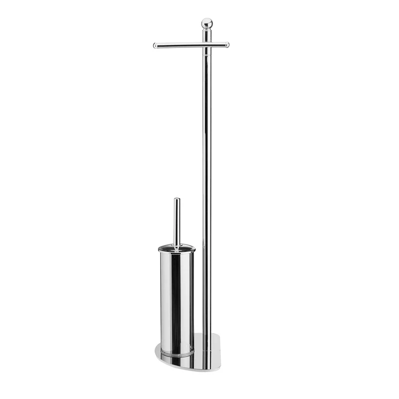 Piantana Portacarta E Portascopino Salvaspazio Cromo