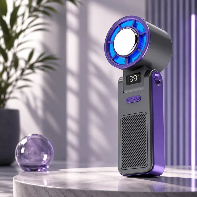 Faltbarer Mini-Handventilator mit LED-Display | Kryolux