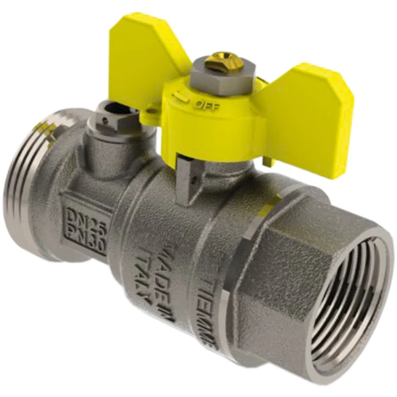 Valvola Diritta Post- Contatore Con Presa Tiemme 3/4" F X 1"1/4 M