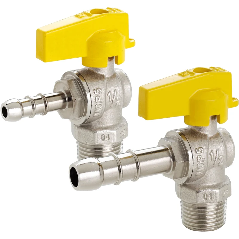 Rubinetto Gas A Sfera A Squadra Maschio - Porta Gomma Fiv 1/2" X Ø 14Mm Metano