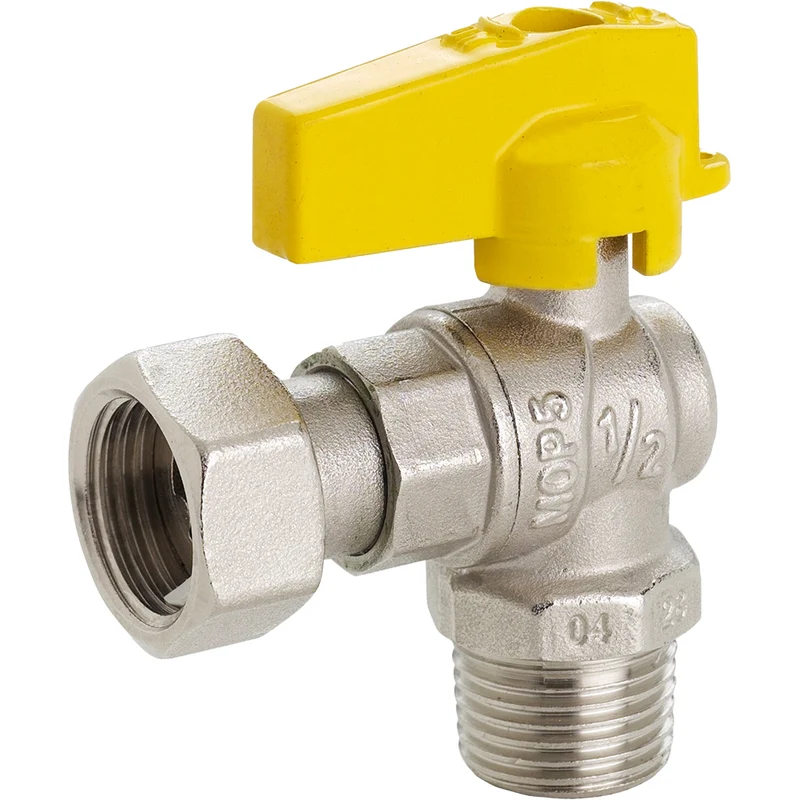 Rubinetto Gas A Sfera A Squadra Maschio Con Dado Girevole Fiv 1/2"M X 3/4" F G