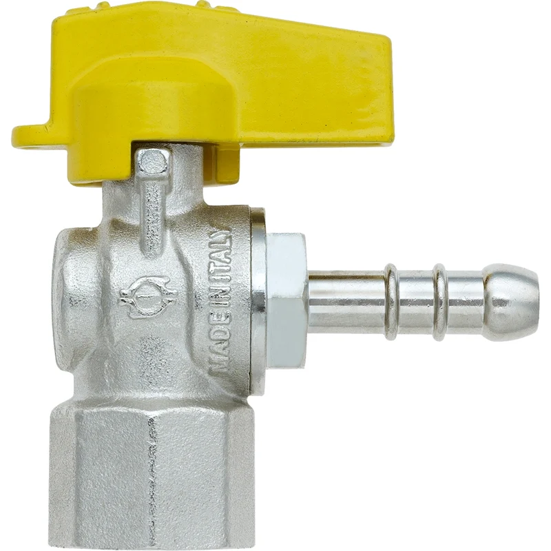 Rubinetto Gas A Sfera A Squadra Femmina - Porta Gomma Fiv 1/2" X Ø 14Mm Metano