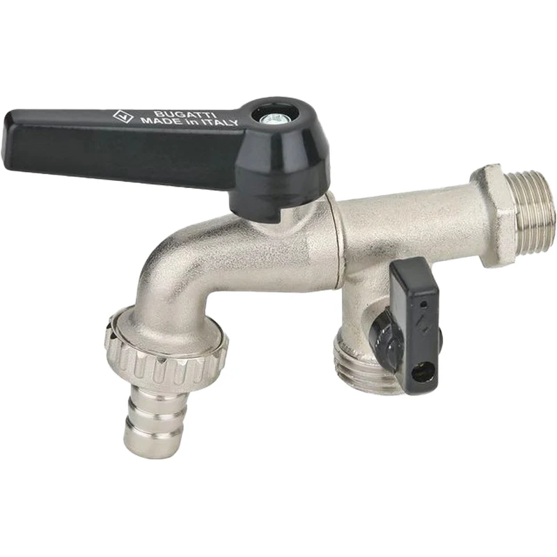 Rubinetto Duplex Con Portagomma Leva Alluminio Bugatti 1/2" X 3/4" Dn 10