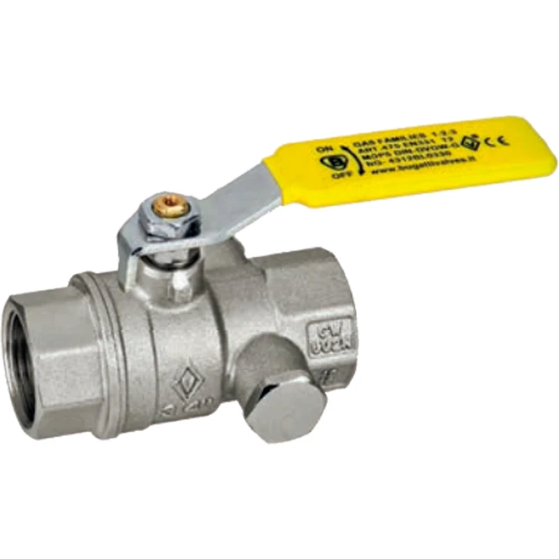 Valvola A Sfera Gas F/F Con Presa Di Pressione E Leva Acciaio Bugatti 3/4" Dn 20
