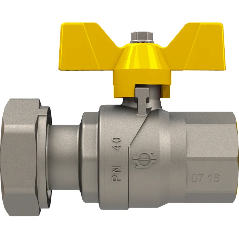 Valvola A Sfera Gas F/F Con Dado Girevole E Farfalla Alluminio Fiv 1/2" X 3/4" Pn 50