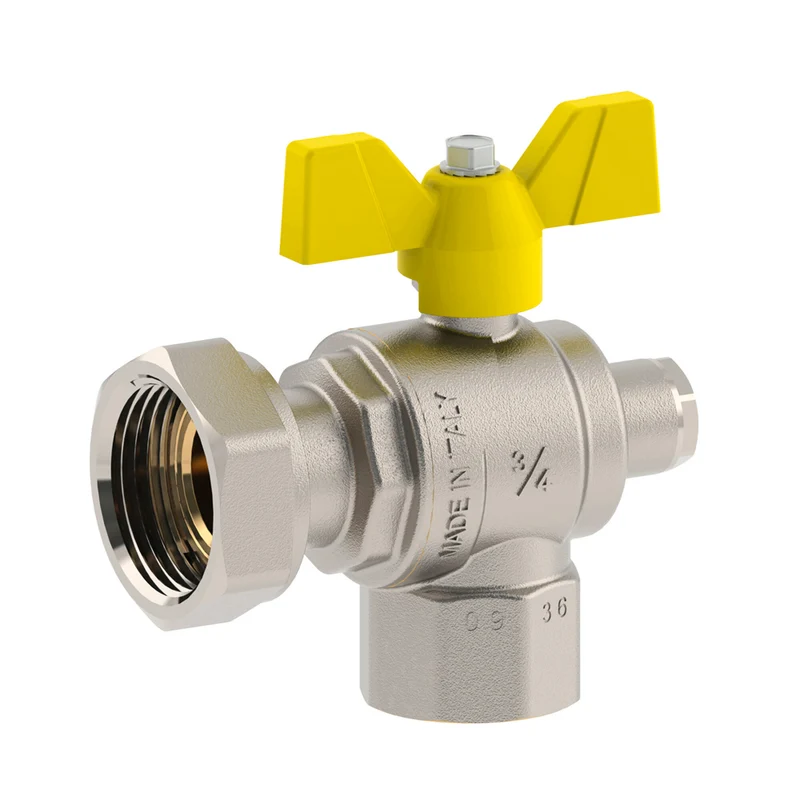 Valvola A Sfera Gas F/F Ad Angolo Con Una Presa Pressione Dado Gir./Farfalla Allum. Fiv 3/4" X 1